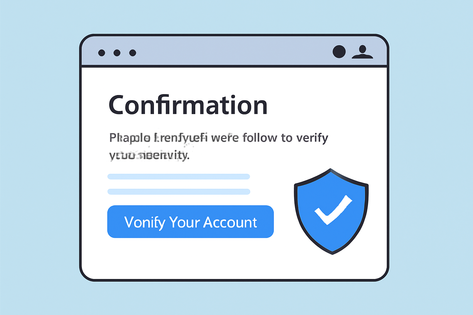 A confirmation email with a 'Verify Your Account' button, or a secure verification shield icon on a website dashboard.