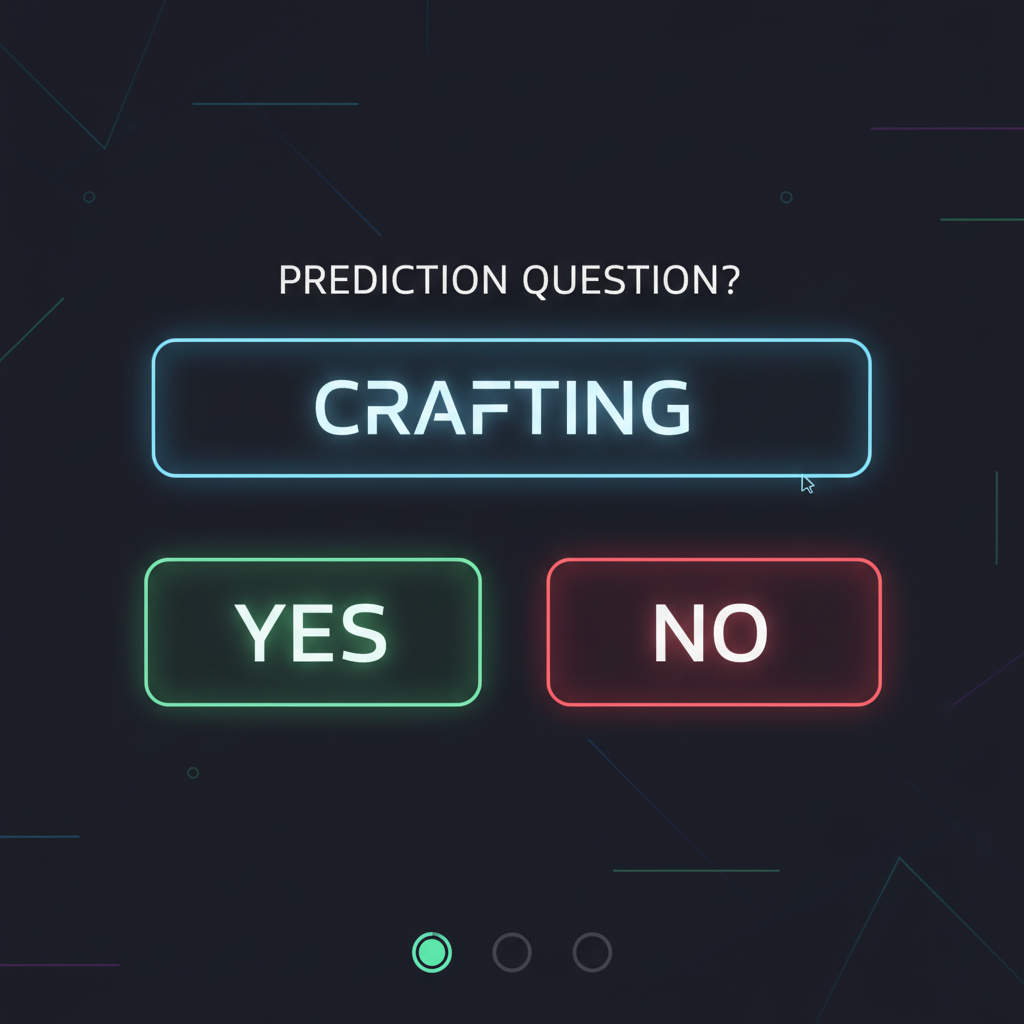 glowing text input crafting yes/no prediction question on futuristic Solana dapp interface