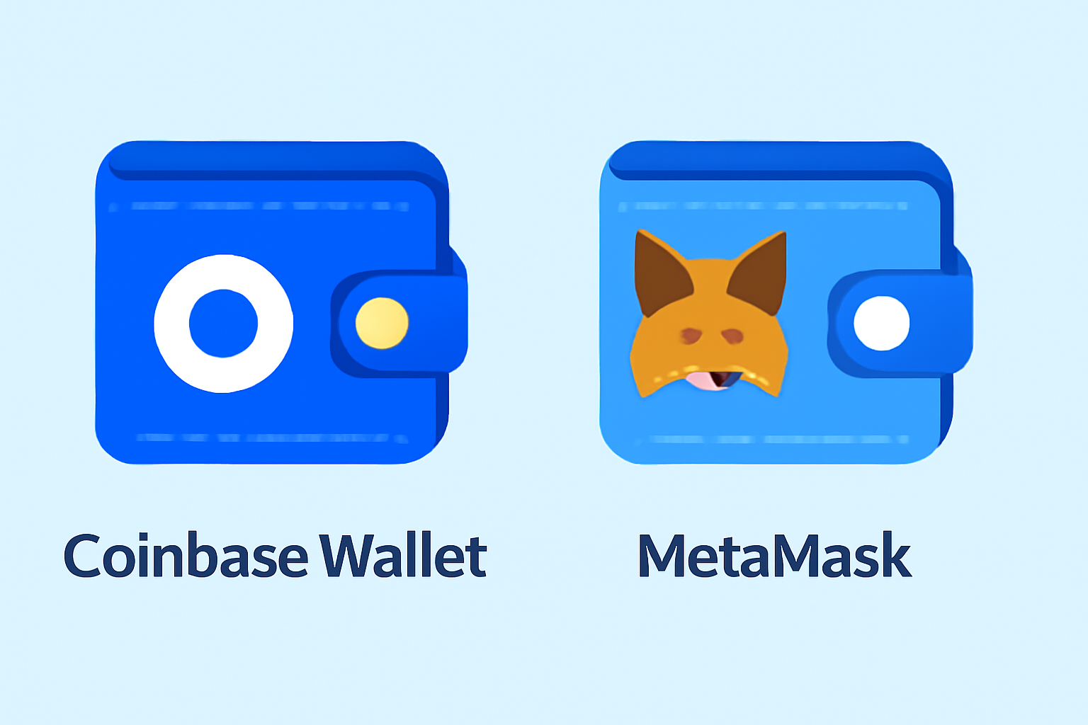 A selection of digital wallets (Coinbase Wallet, MetaMask) with Base logo, in a friendly interface