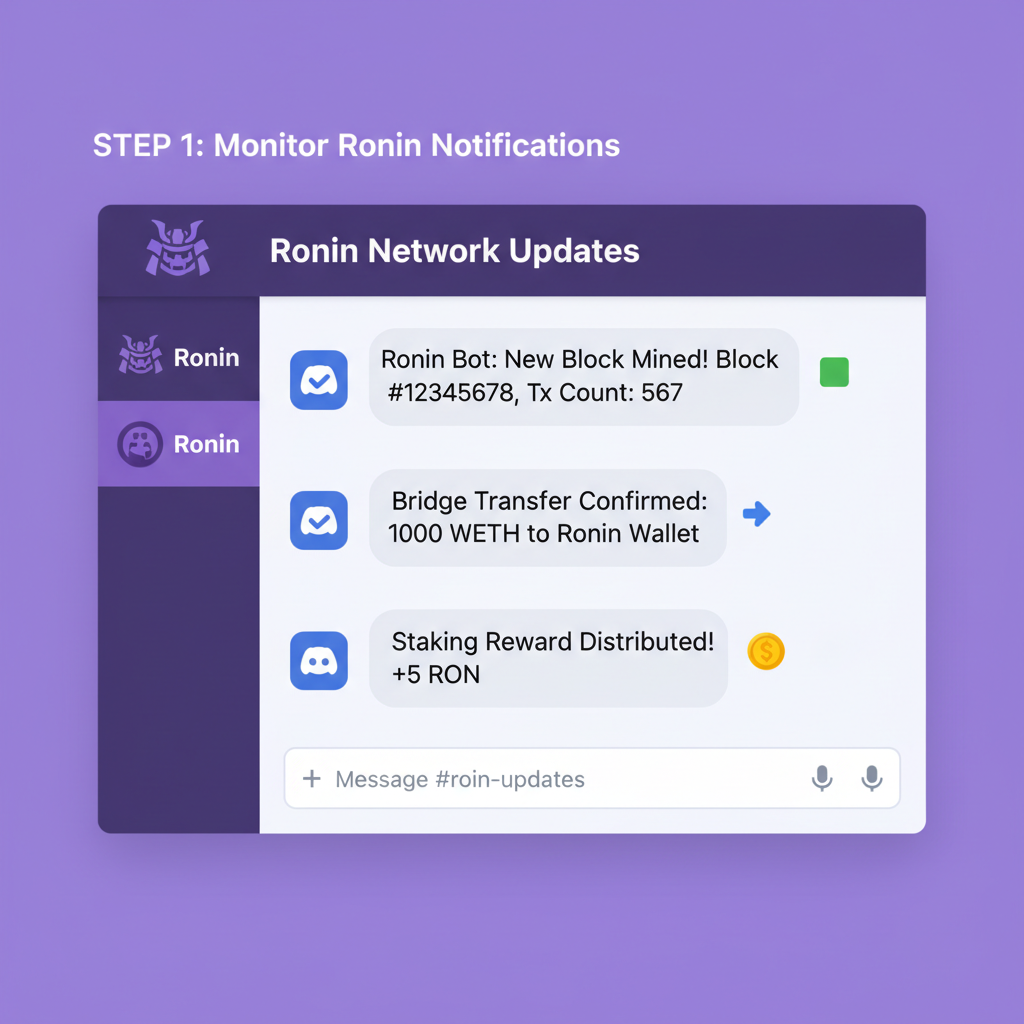 discord chat interface with Ronin blockchain notifications