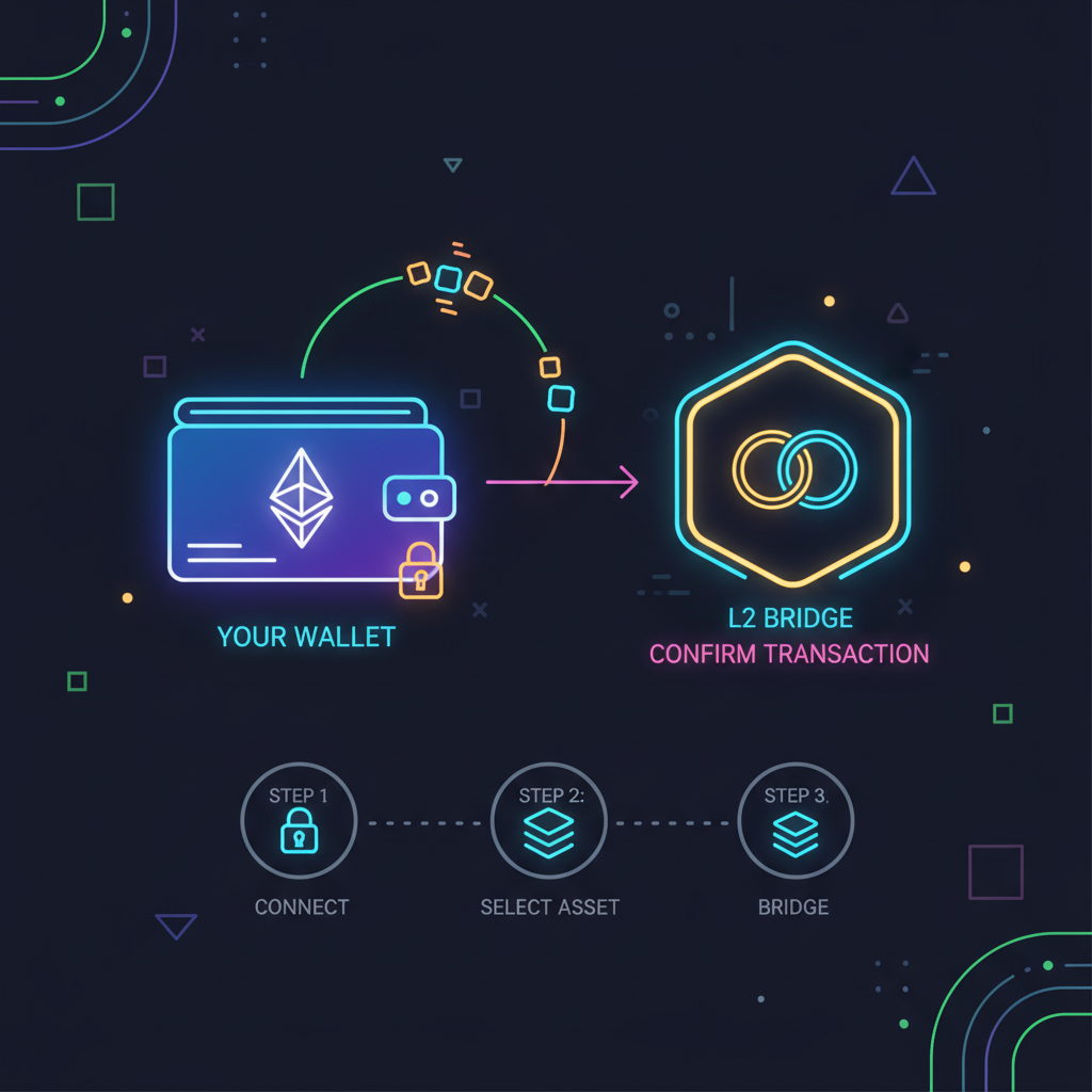 digital wallet connecting to Ethereum L2 bridge, neon interface