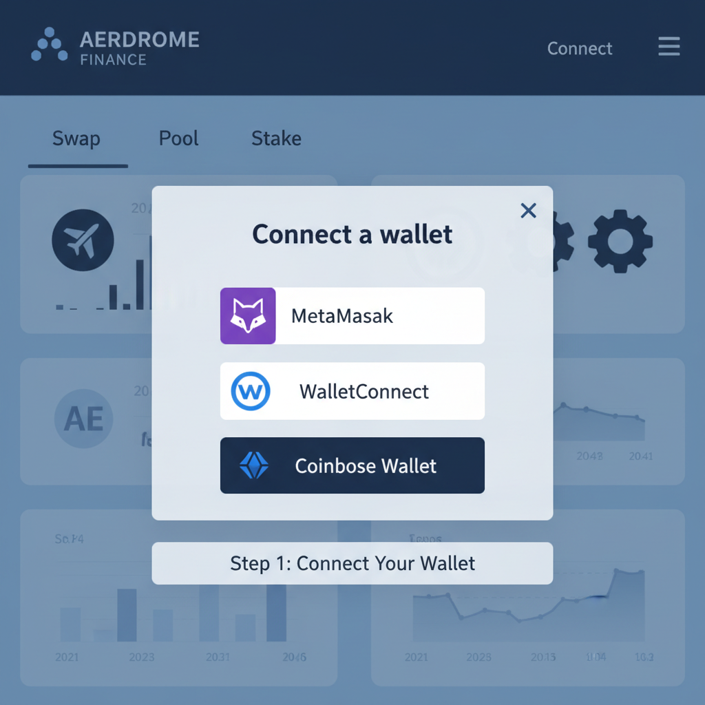 Wallet connection popup on Aerodrome dashboard