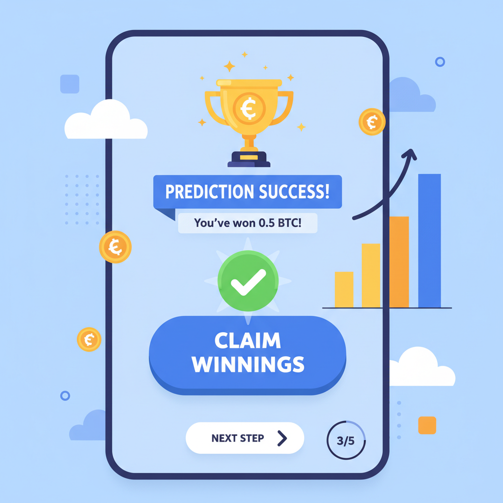 claiming crypto winnings button prediction game success screen