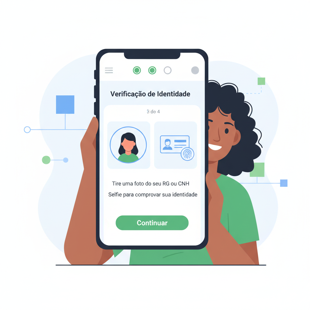 Brazilian user verifying KYC on Mercado Bitcoin mobile app interface