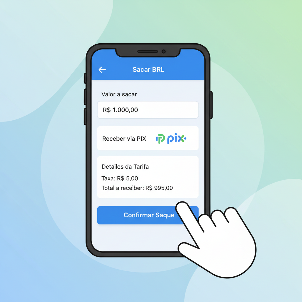 Mercado Bitcoin app withdrawing BRL via PIX with fee details