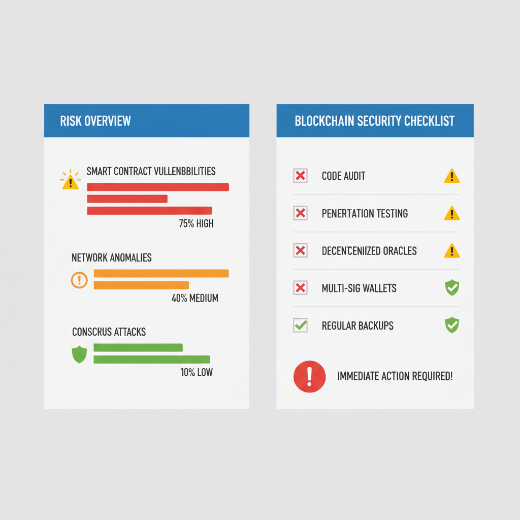 risk assessment dashboard with warning icons blockchain security checklist