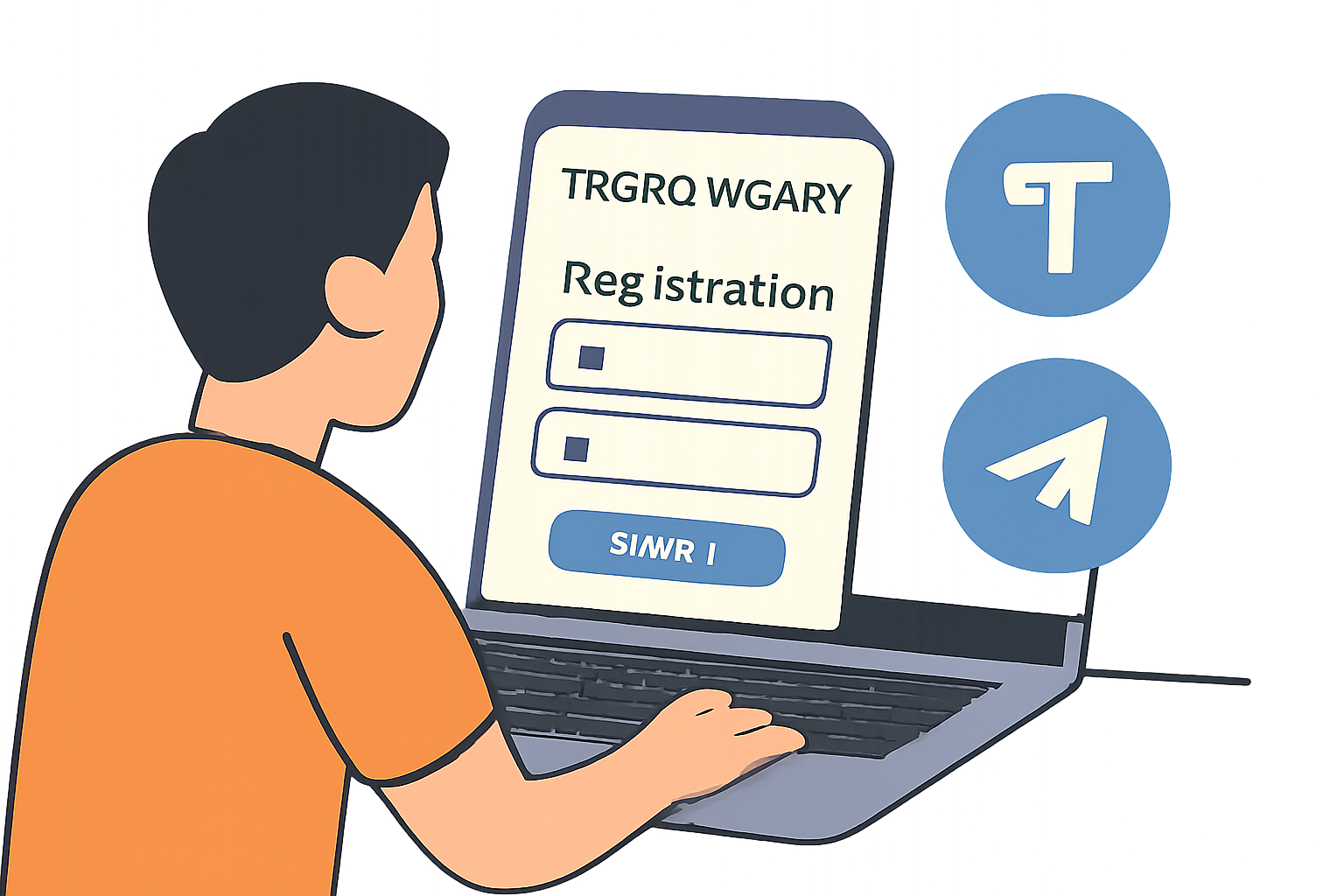 A user registering on the TEGRO.MONEY website on a laptop, with Toncoin and Telegram logos visible.