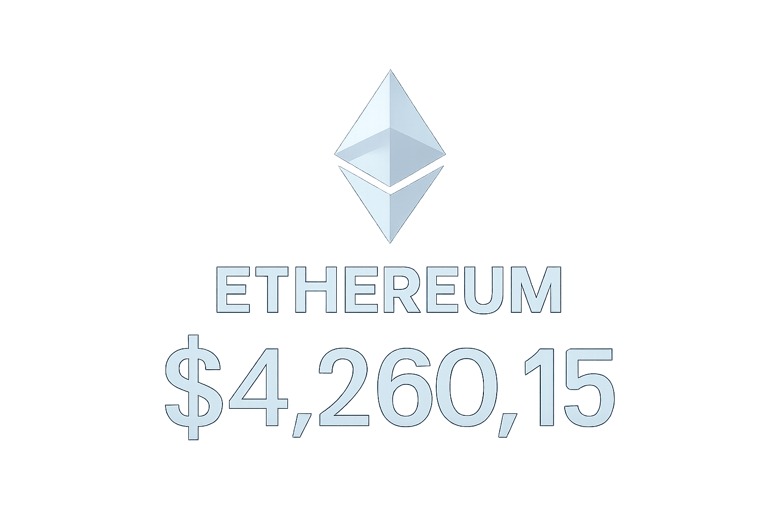 a digital display showing the Ethereum logo and the price $4,260.15, with subtle market chart lines in the background