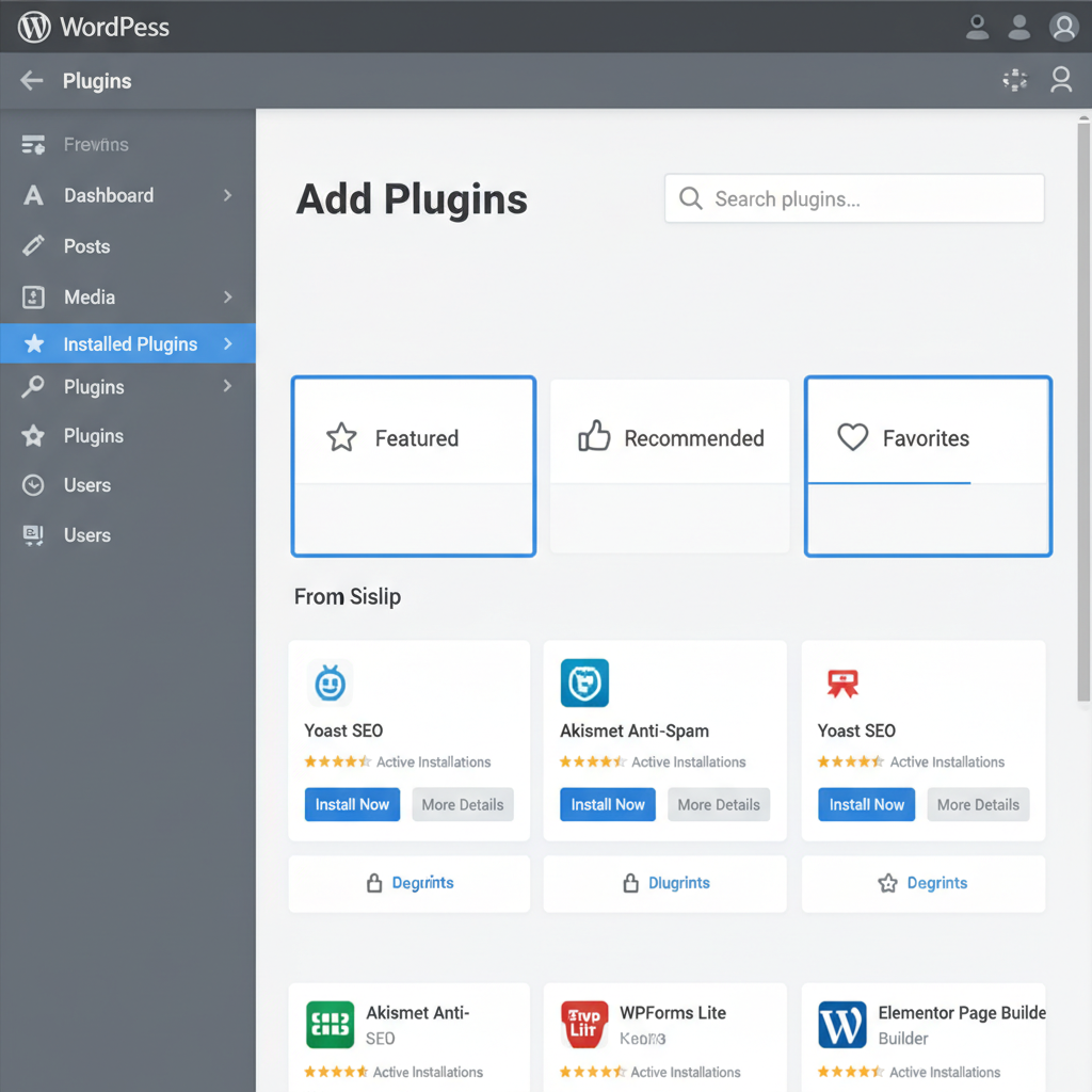 WordPress admin dashboard Plugins Add New screen screenshot, clean interface