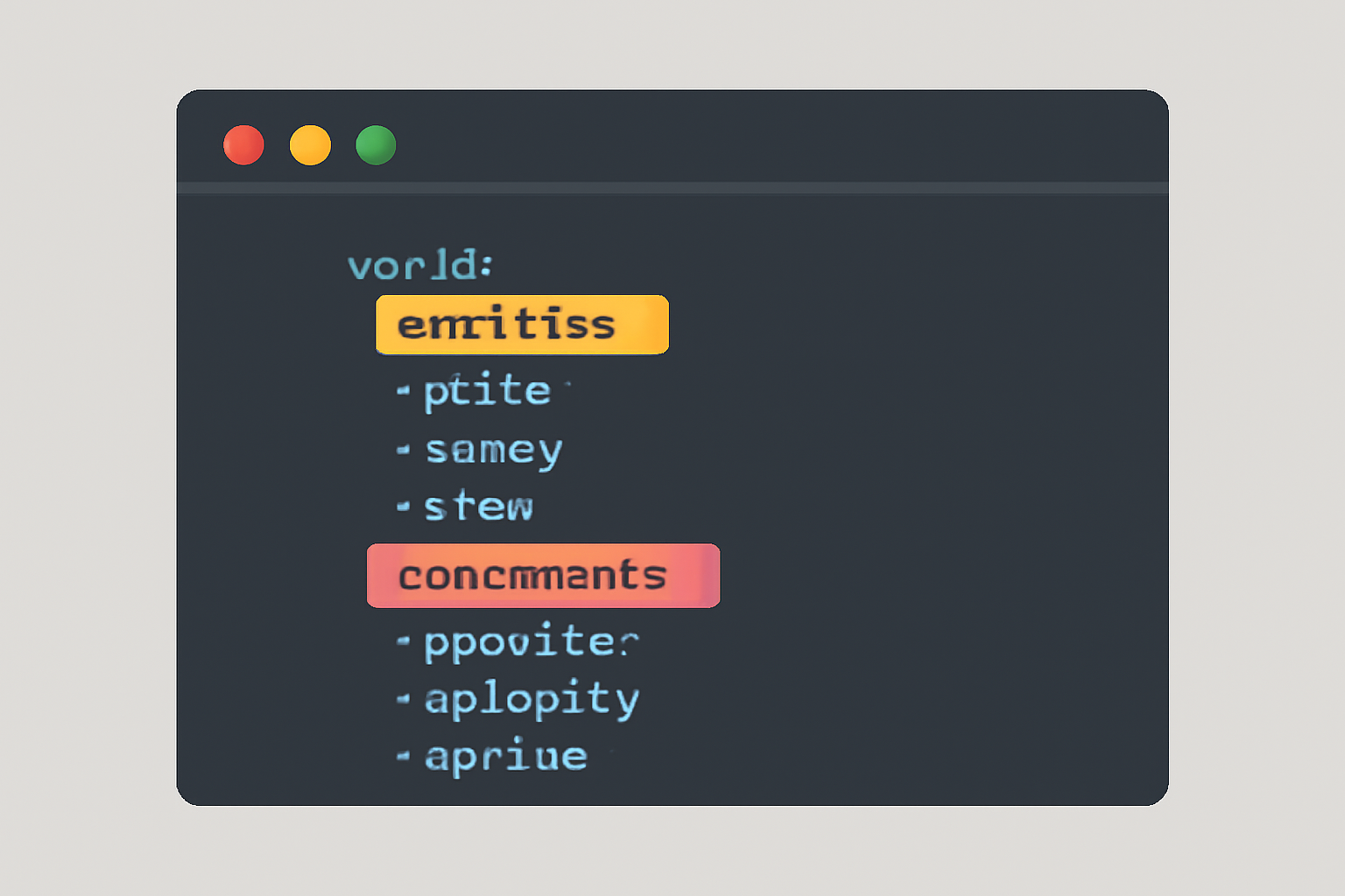 A code editor open to a configuration file with highlighted sections for entities and components, representing a game world.