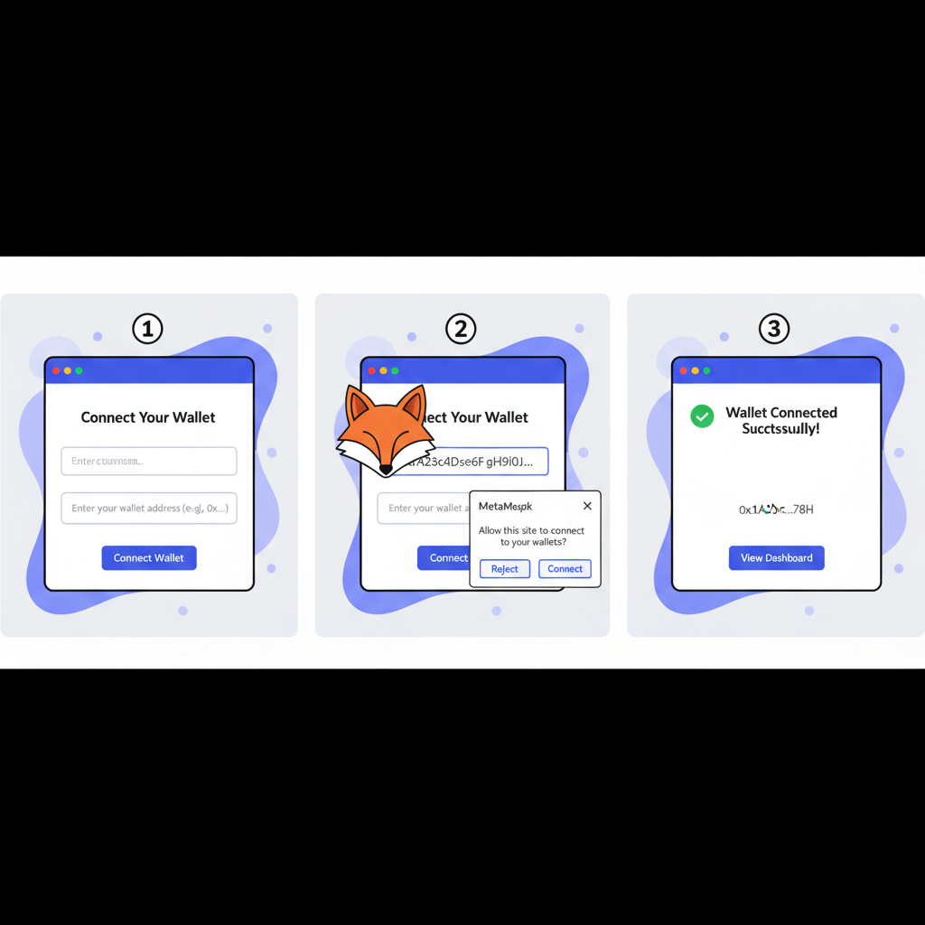 wallet connection screen in Shopify plugin, address input, MetaMask popup
