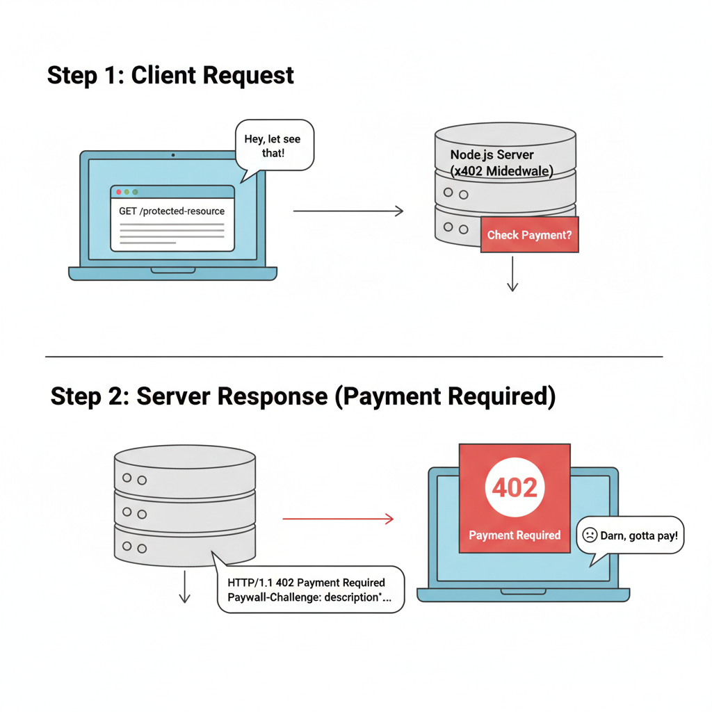Node.js code snippet implementing HTTP 402 middleware for x402 protocol