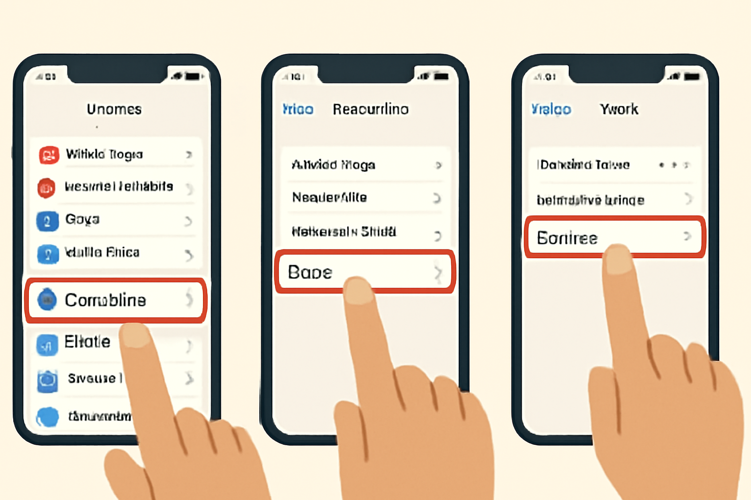 A hand navigating through iPhone Settings to Accessibility, then Touch, highlighting the Back Tap option.