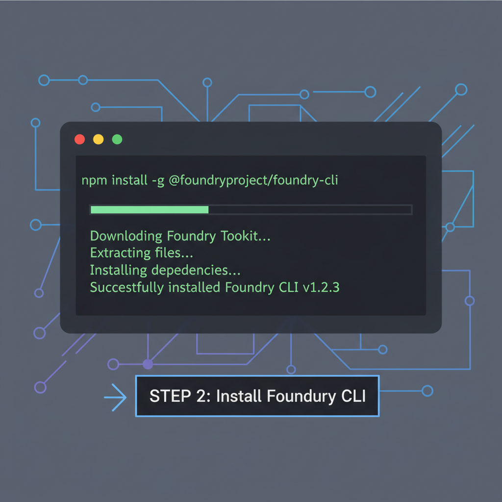 Developer terminal installing Foundry toolkit command line interface modern dark theme