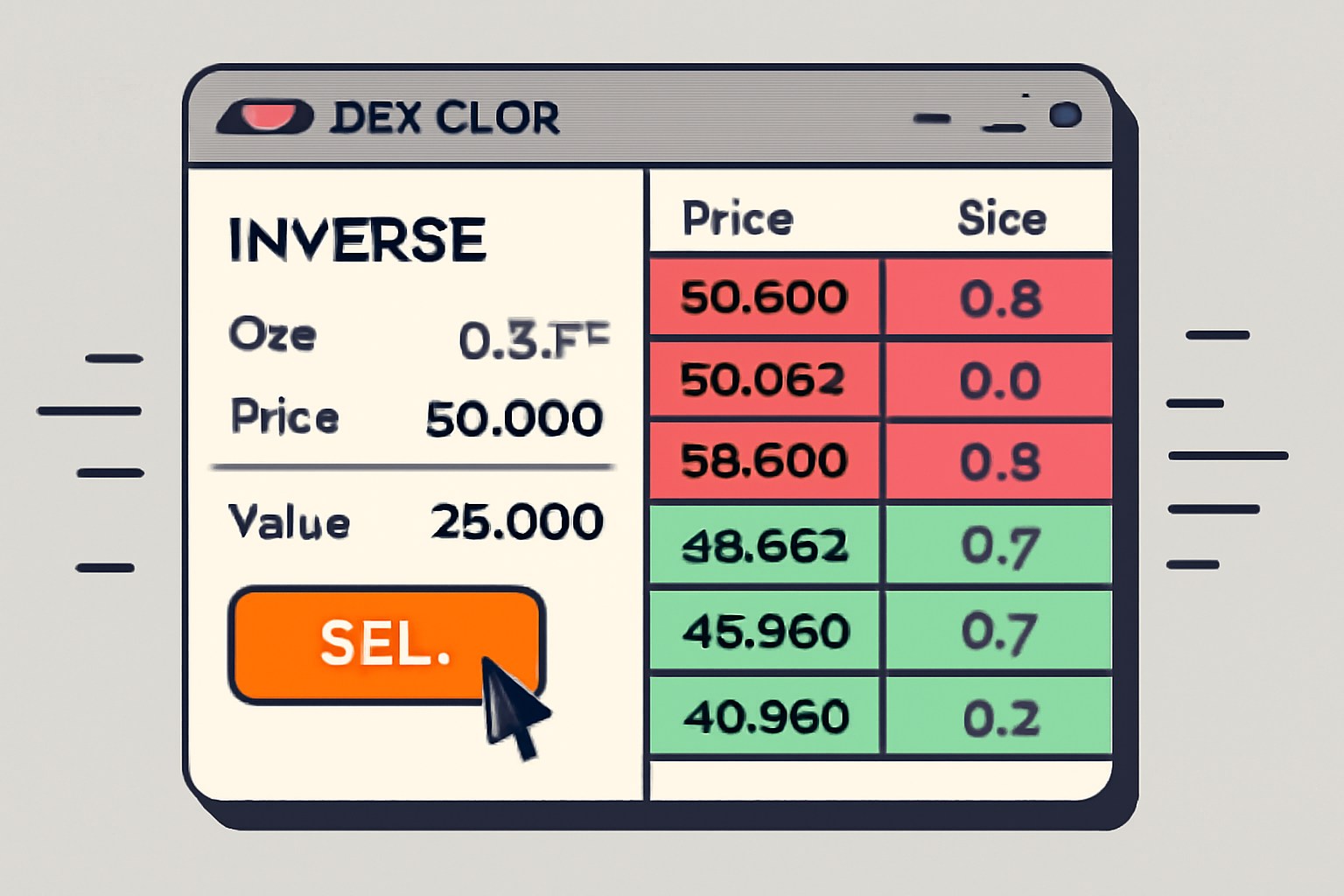 Bullet DEX CLOB interface entering inverse position, order book depth, high-frequency trading vibes