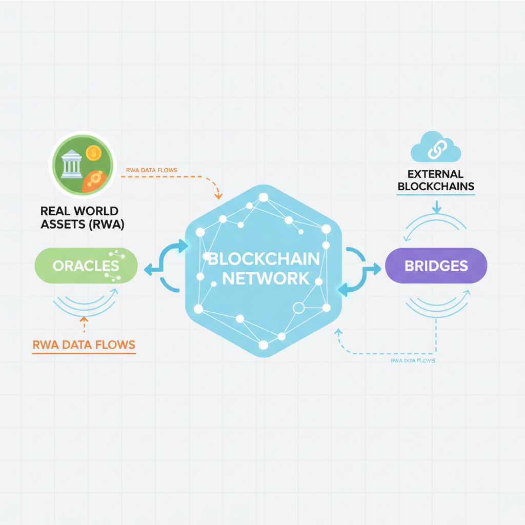 blockchain network integrating oracles bridges RWA data flows