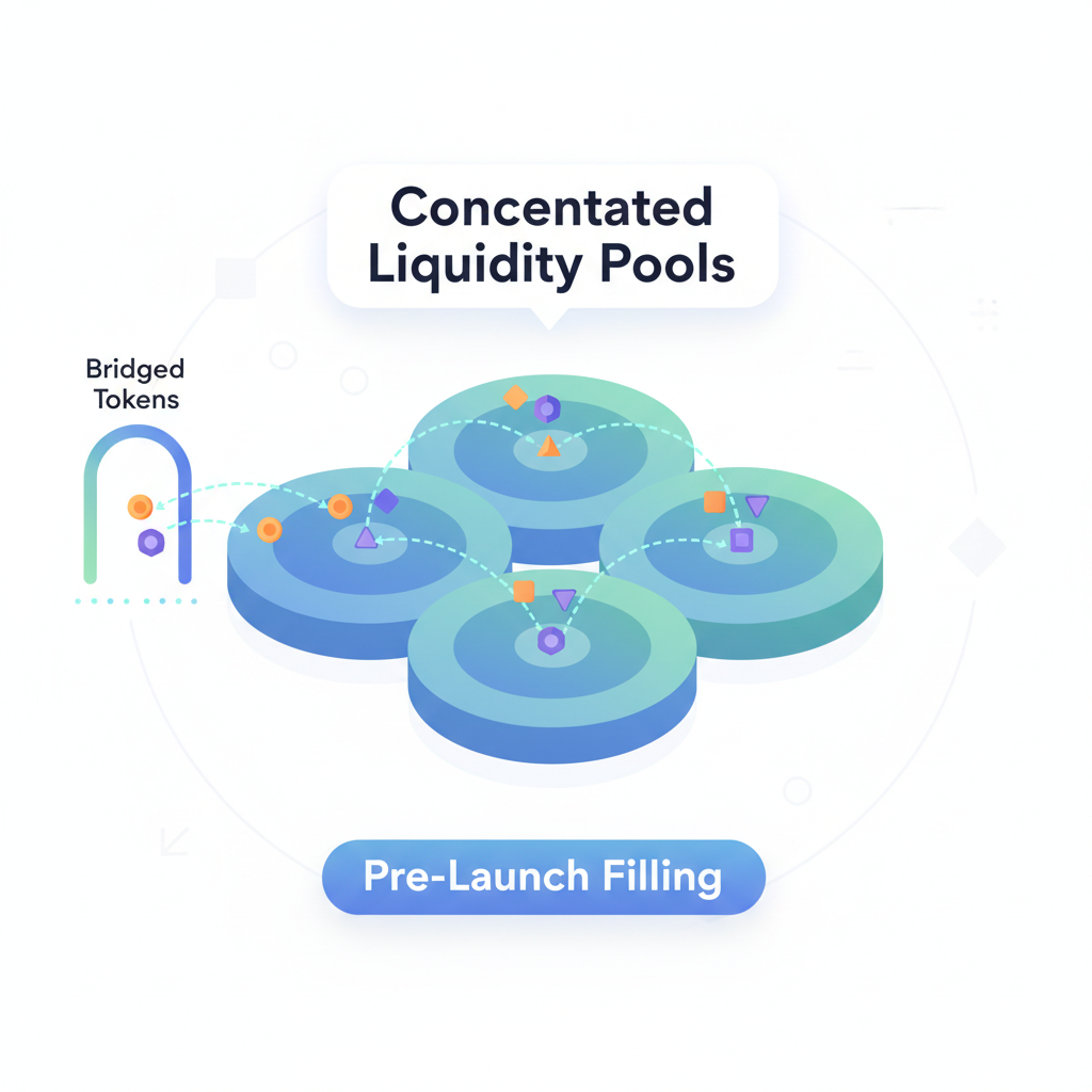 concentrated liquidity pools filling with bridged tokens pre-launch