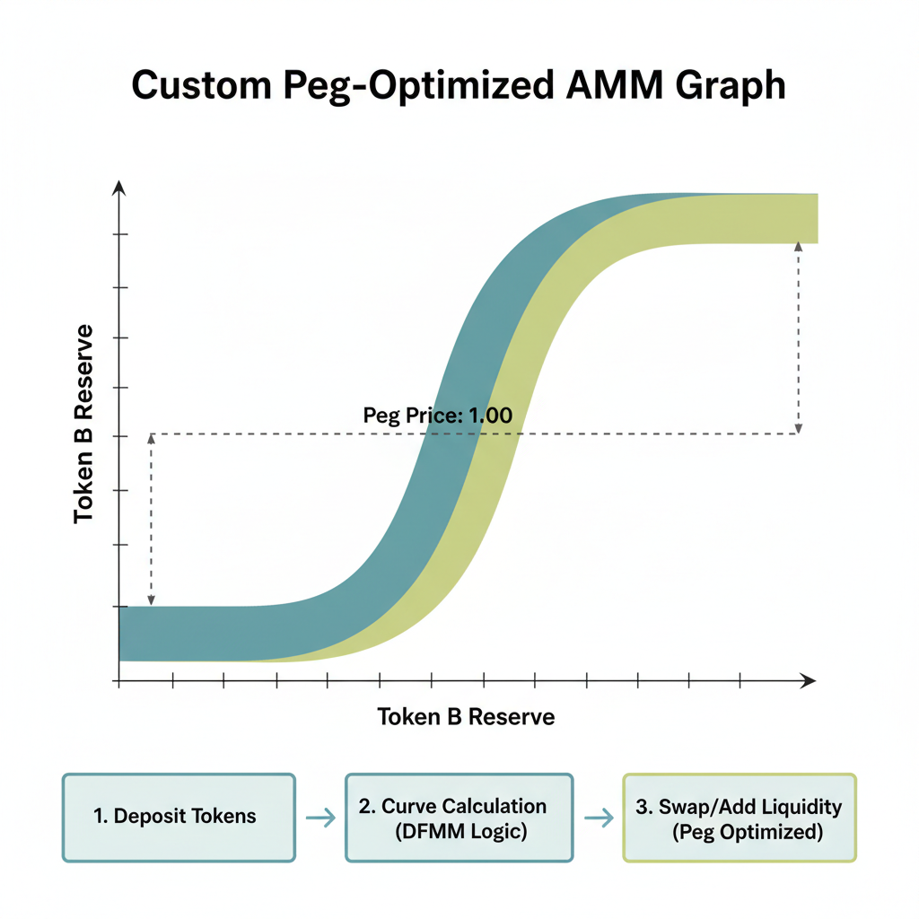custom curving AMM graph optimized for token pegs DFMM style