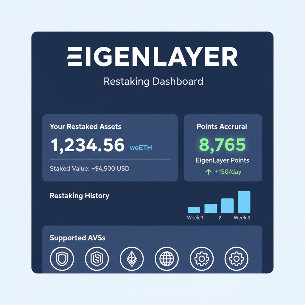 eigenlayer dashboard showing weETH restaked balance and points accrual