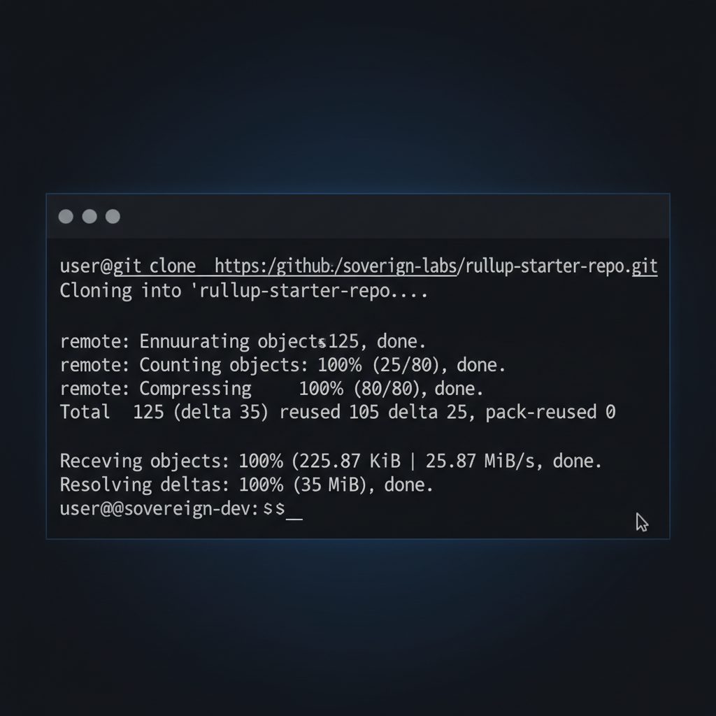 terminal screen git clone sovereign labs rollup starter repo clean dark theme