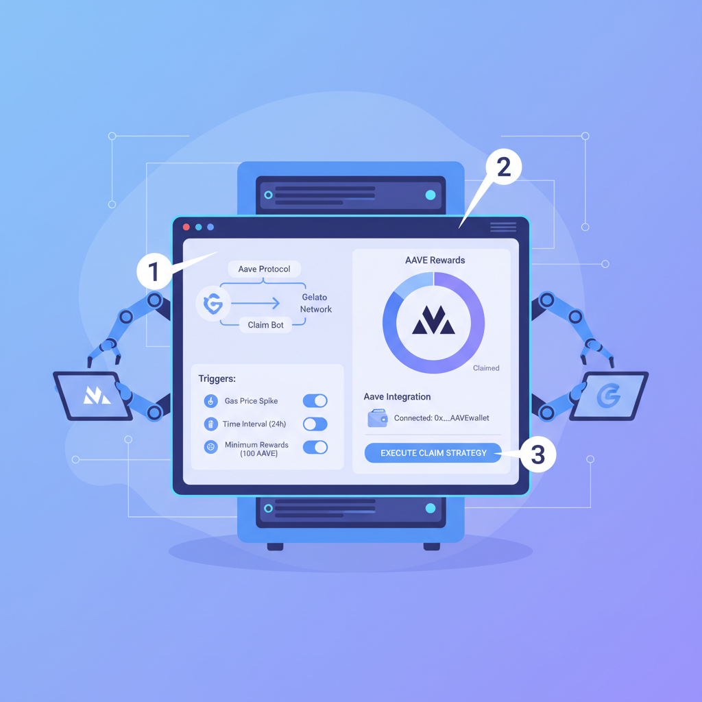 Gelato automation setup for Aave claim bot, dashboard with triggers and Aave integration