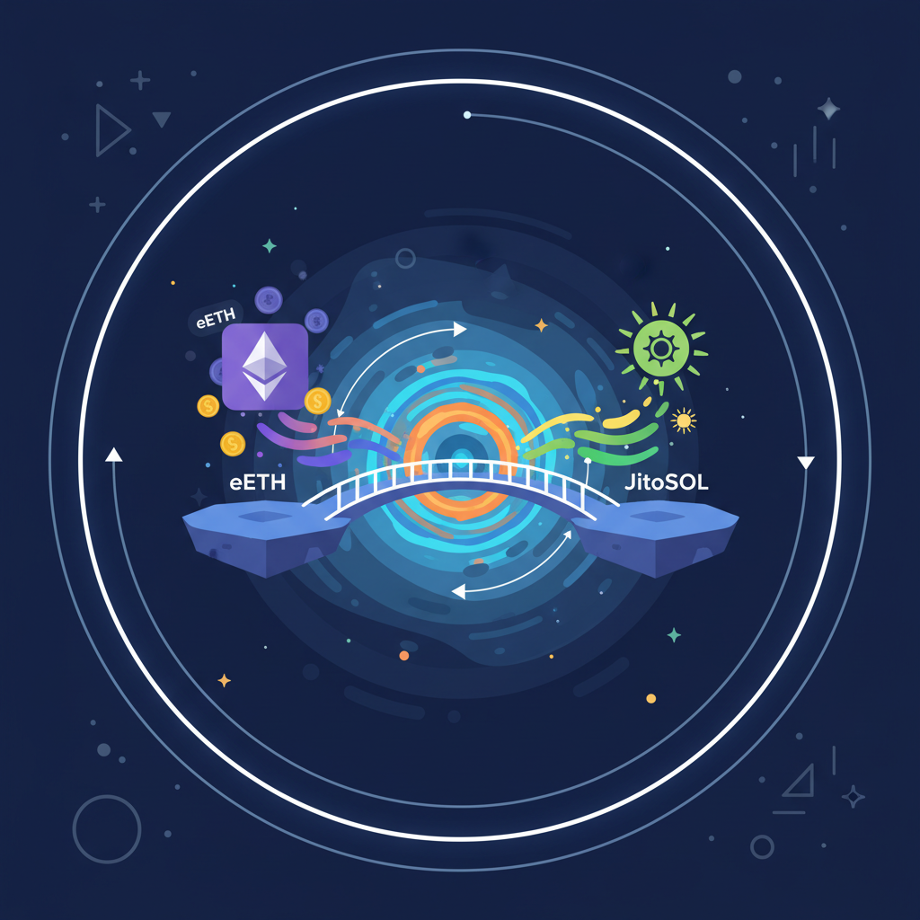 Cross-chain bridge Ethereum to Solana, eETH tokens transforming to JitoSOL, cosmic portal effect