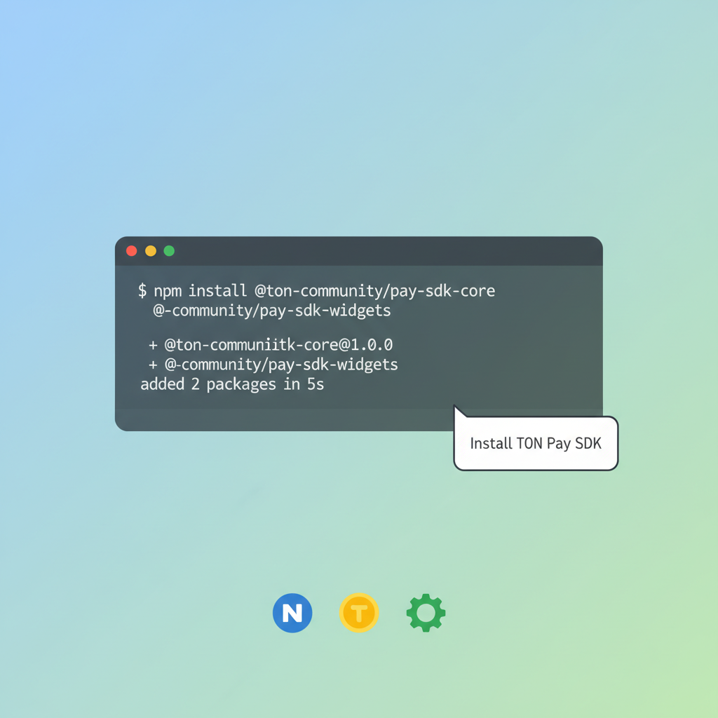 Terminal command installing npm packages for TON Pay SDK