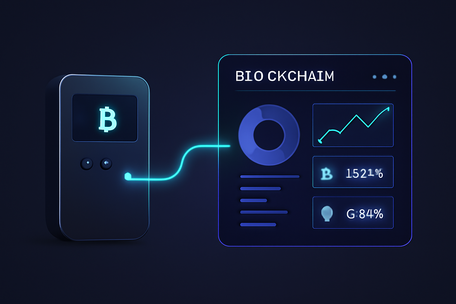 sleek crypto wallet connecting to blockchain dashboard, futuristic interface, neon lights, professional vibe