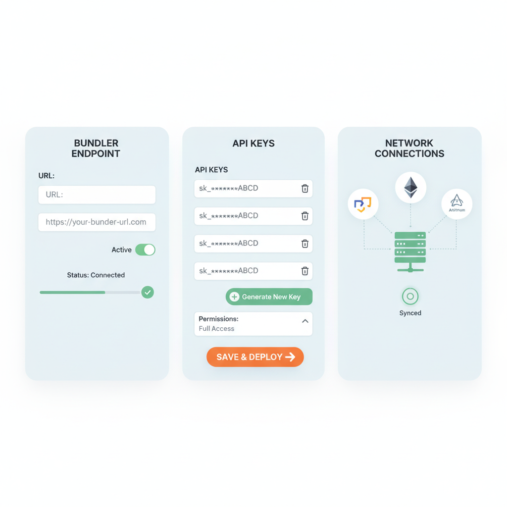configuring ERC-4337 bundler endpoint dashboard, API keys and network connections