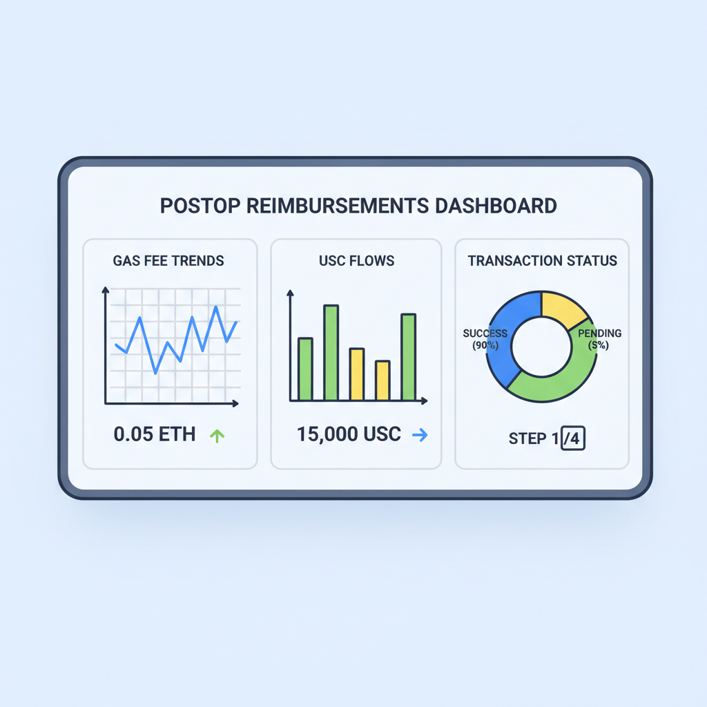 monitoring ERC-4337 postOp reimbursements dashboard, charts of gas fees and USDC flows