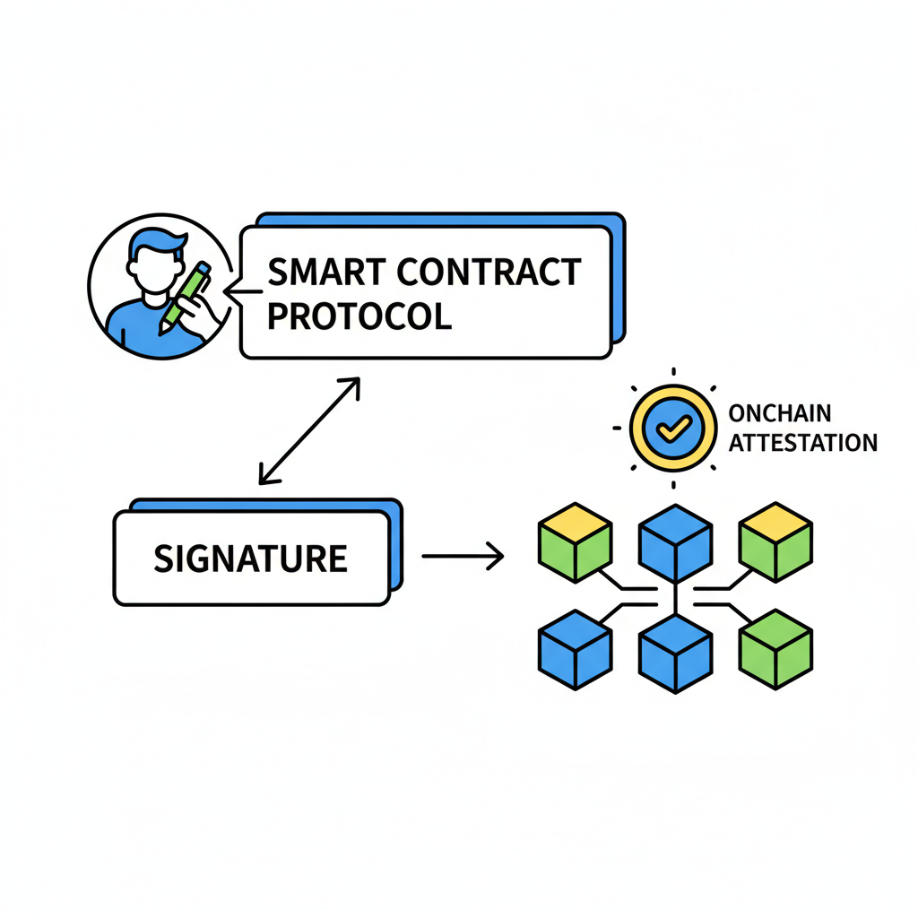 sign protocol smart contract issuing onchain attestation blockchain graphic