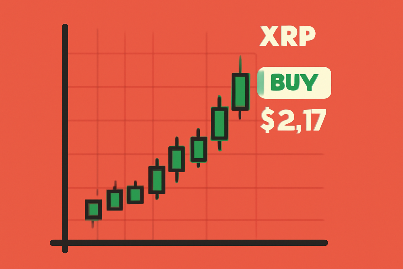crypto trading chart showing XRP at $2.17 buy order, green bullish candles