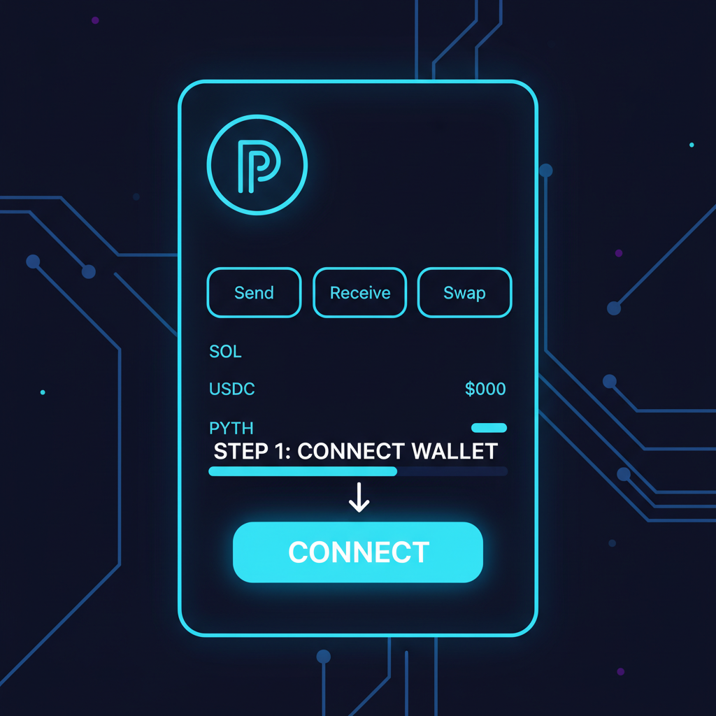 sleek Phantom wallet interface on Solana, glowing neon blues, futuristic crypto vibe