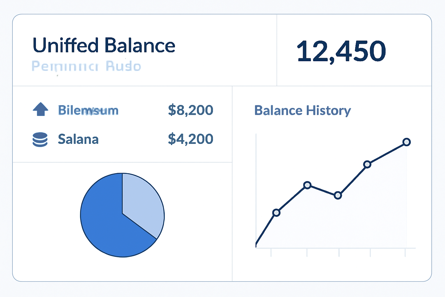 unified balance dashboard showing aggregated USDC across Ethereum and Solana, charts and totals, intuitive UI
