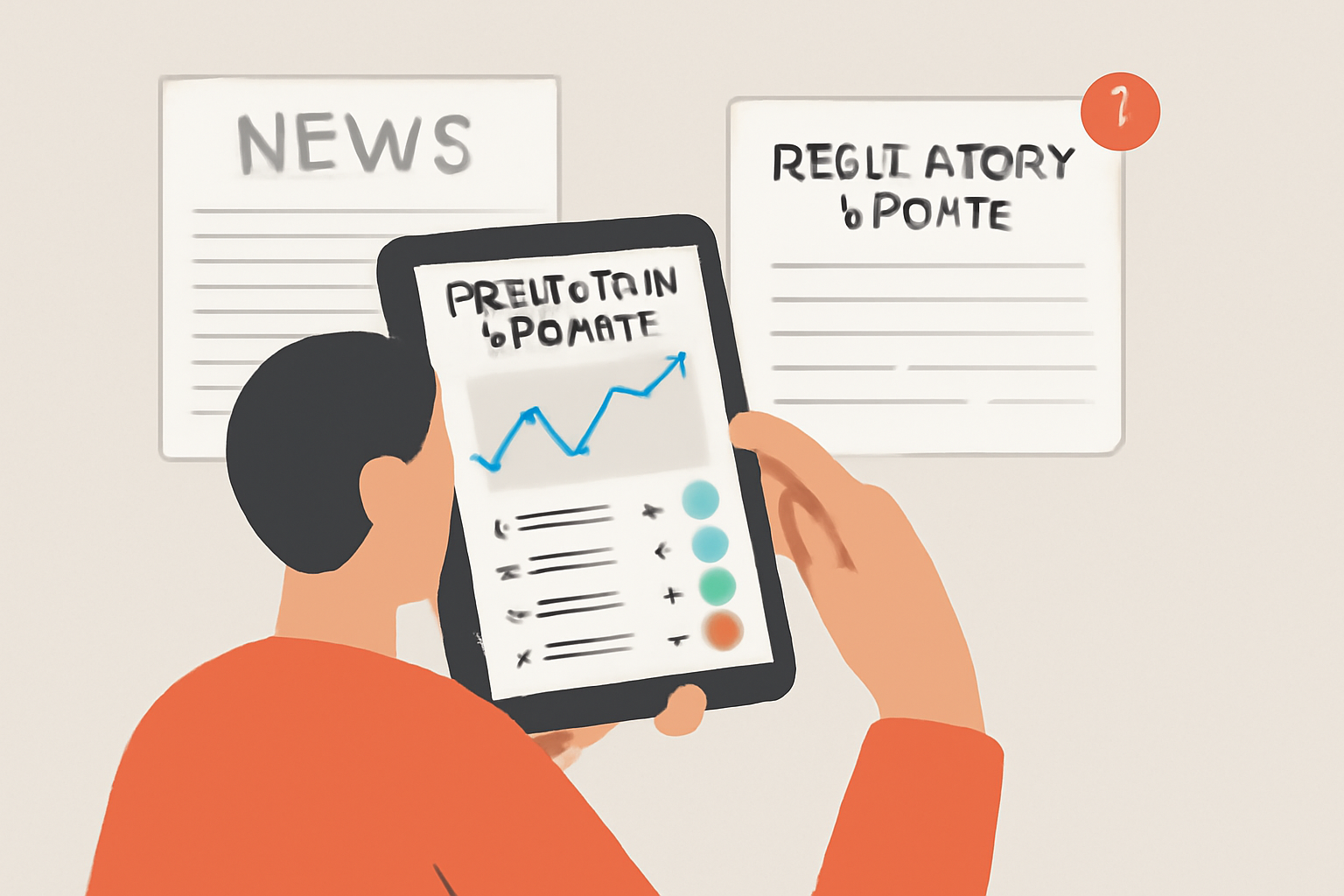 A person checking their prediction market dashboard on a tablet, with news headlines and notifications about regulatory updates in the background.