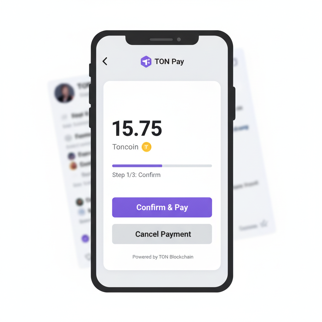 TON Pay checkout modal in Telegram Mini App with Toncoin amount