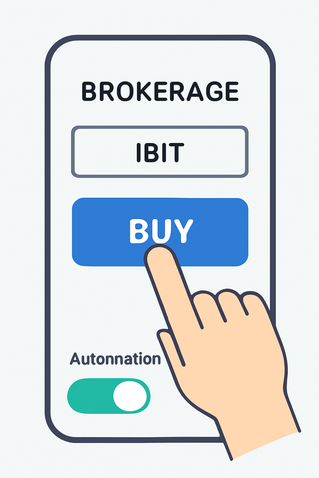 brokerage app buying IBIT shares button pressed, automation toggle on