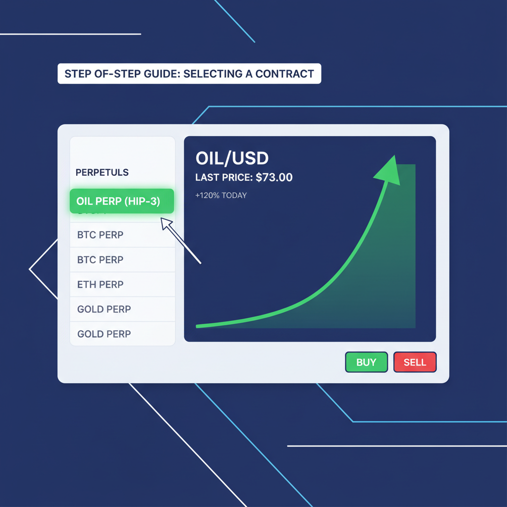 hyperliquid dex interface selecting oil perp contract HIP-3, charts showing price surge to $73