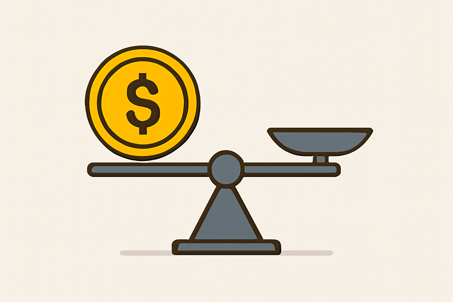 A digital coin balanced on a scale with a dollar symbol, representing stability in cryptocurrency.