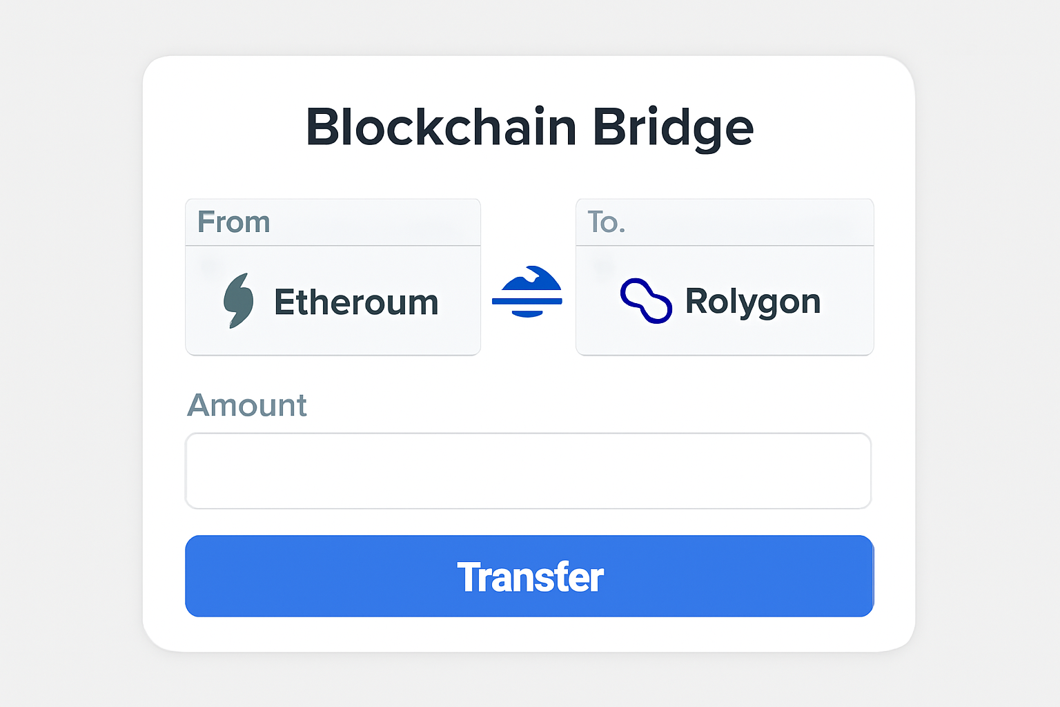 blockchain bridge interface transferring tokens to Polygon, network icons, fast transaction animation