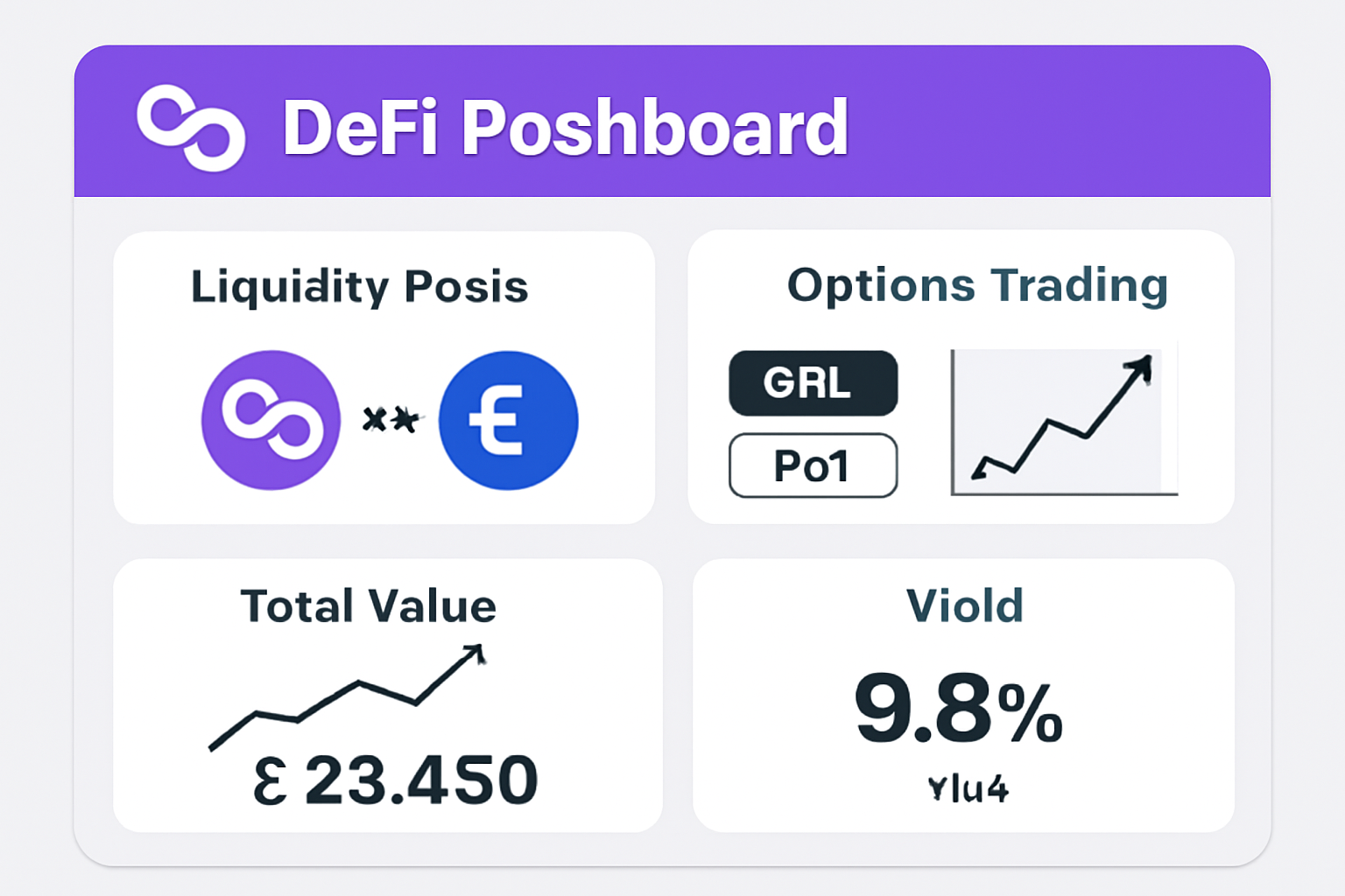 DeFi dashboard on Polygon with liquidity pools and options trading, charts, yields, euro stablecoin
