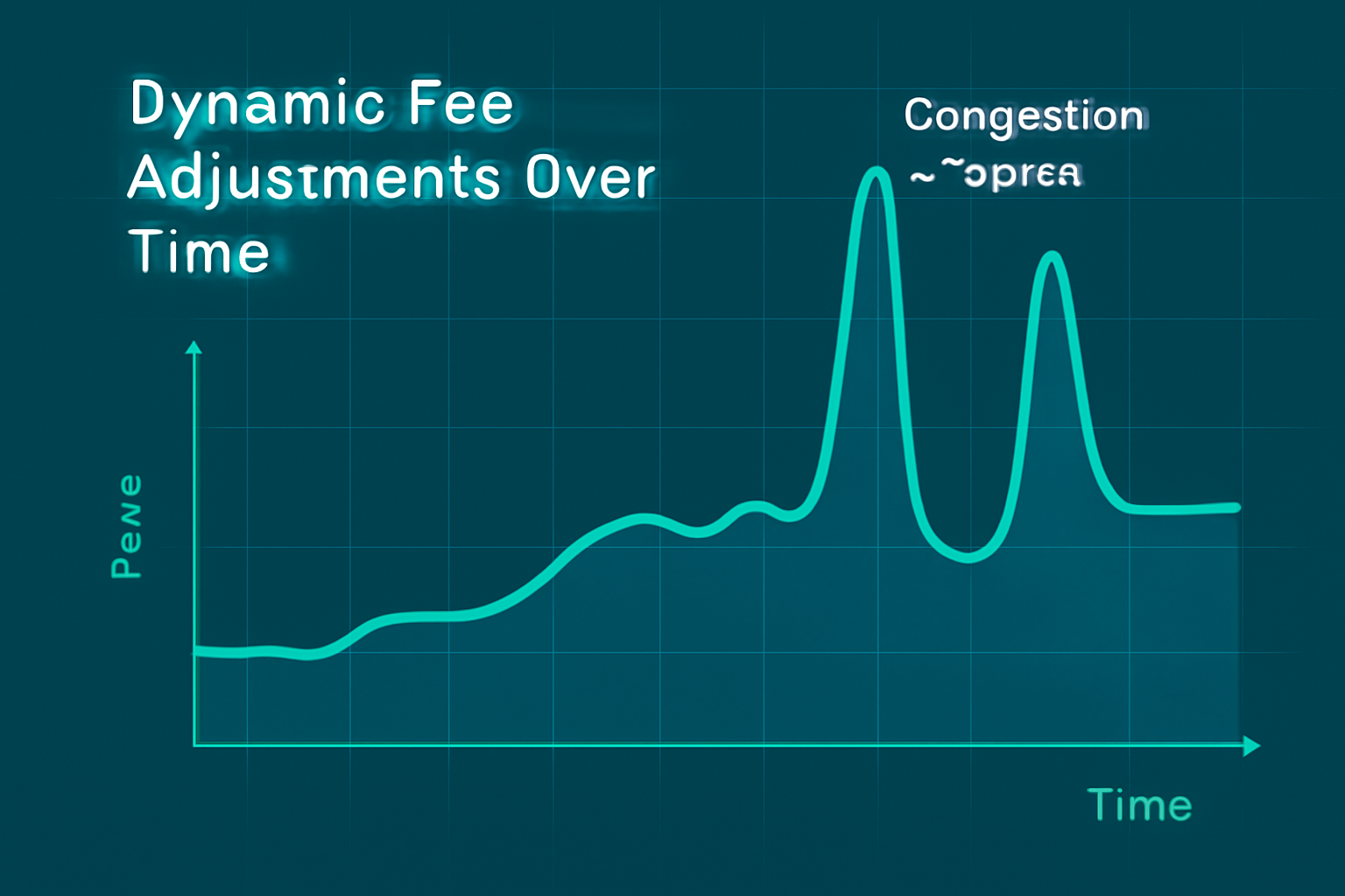 graph showing dynamic fee adjustments over time with congestion spikes, blue green tech chart