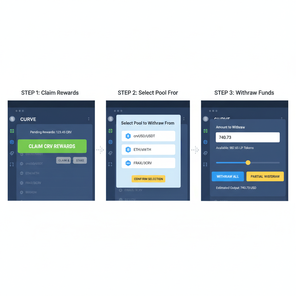 reward claim button and withdrawal flow on Curve UI