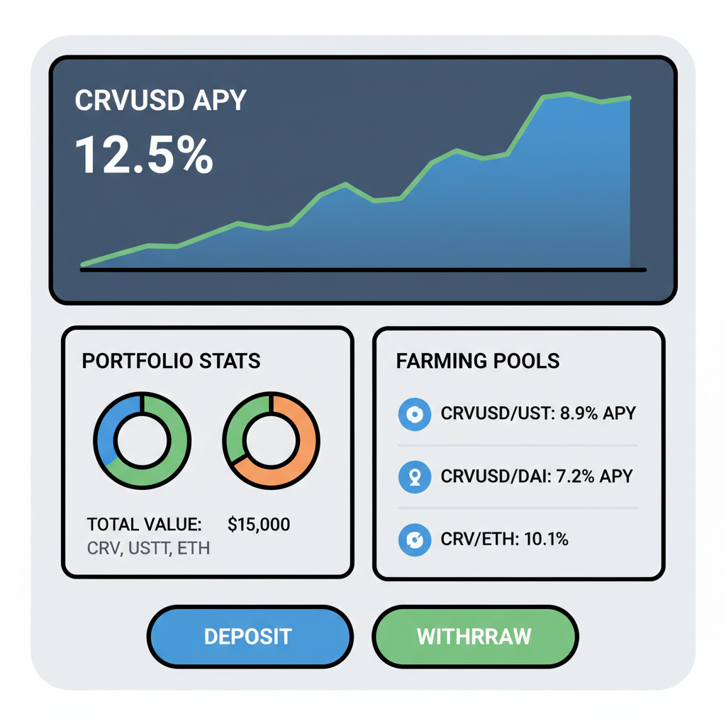 Curve dashboard showing crvUSD APY charts and portfolio stats