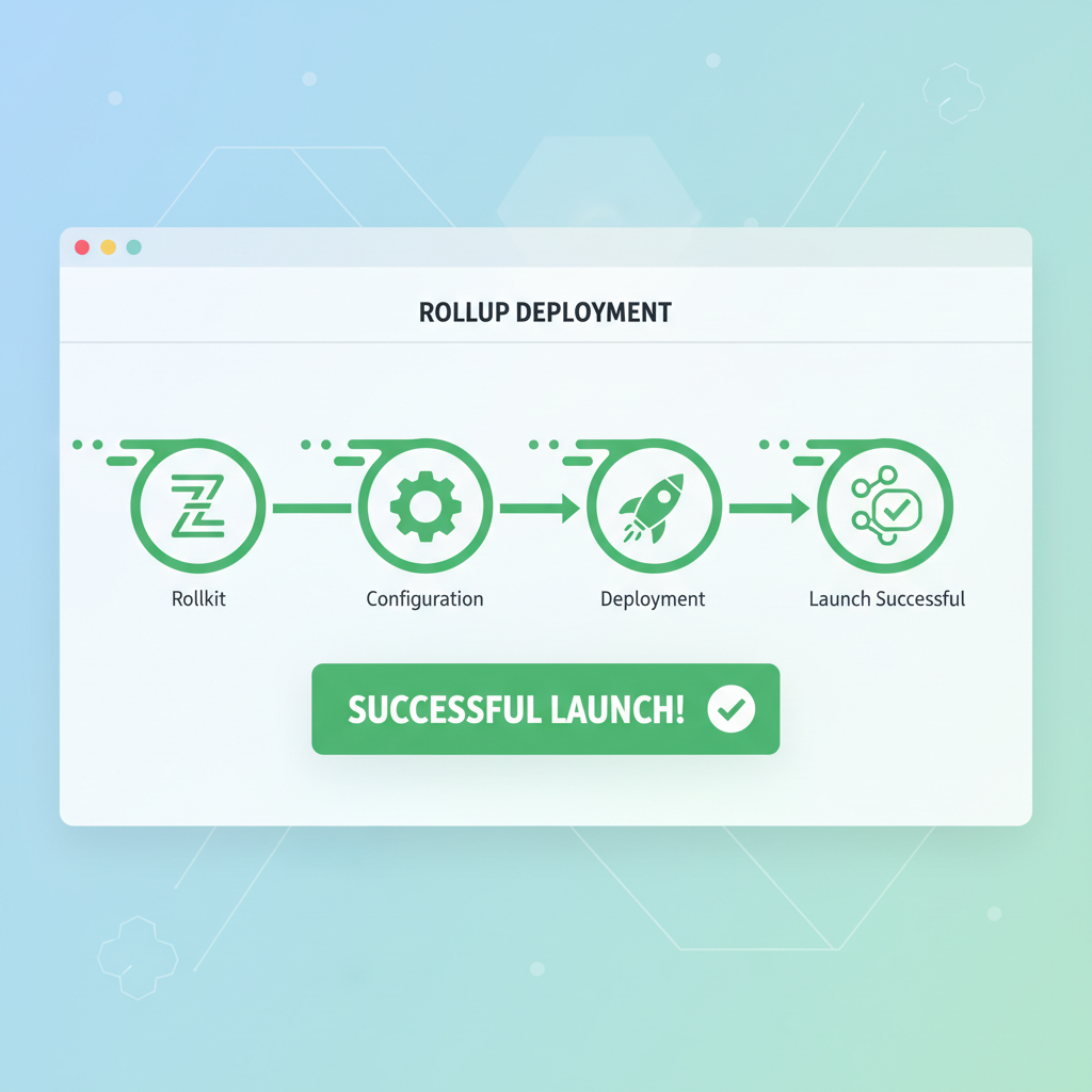 deploying rollup on zeeve or rollkit dashboard, successful launch animation with green checks