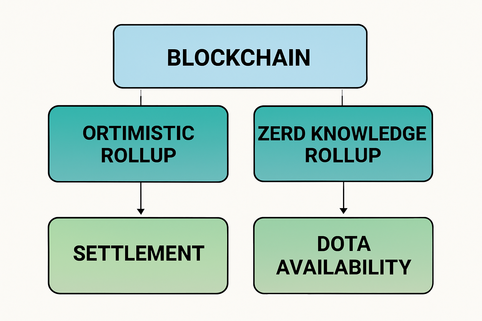 A diagram showing the combination of optimistic and zero-knowledge rollup components in a modular blockchain architecture, with clear labels.