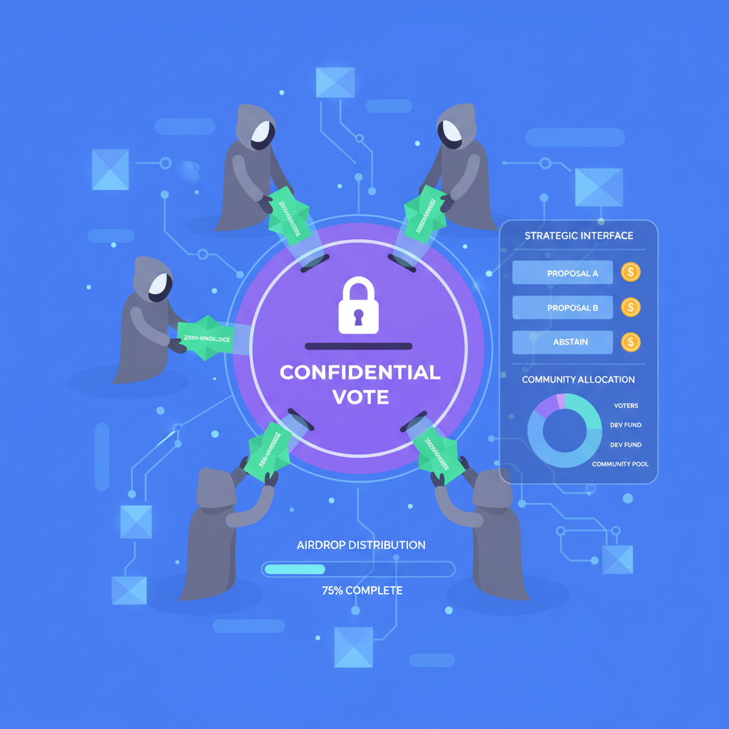 confidential DAO voting for airdrop distribution, anonymous ballots in zero-knowledge environment, strategic blockchain interface