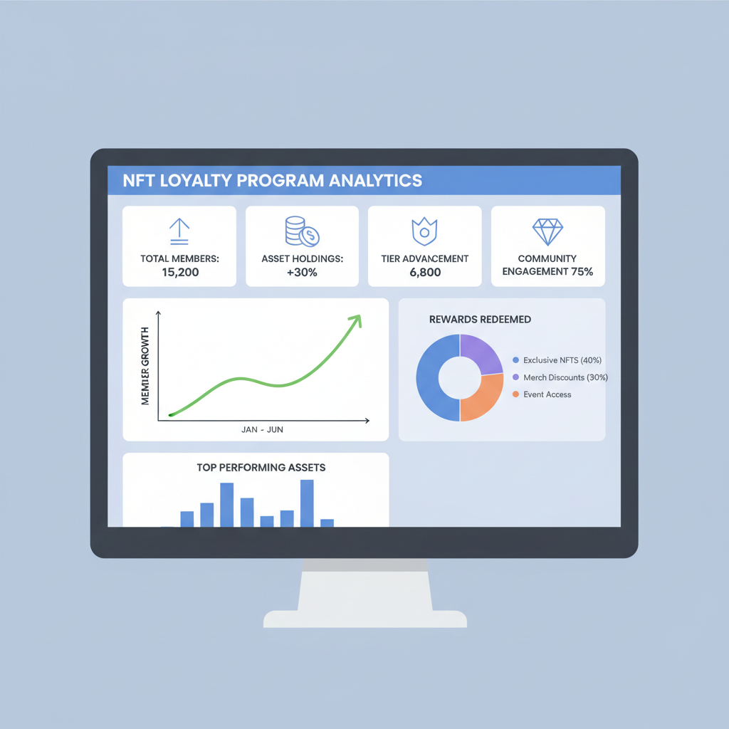 dashboard analytics chart showing NFT loyalty program metrics and growth
