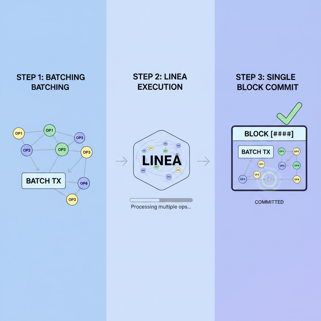 Batch transactions executing on Linea, multiple ops in one block, graph visualization