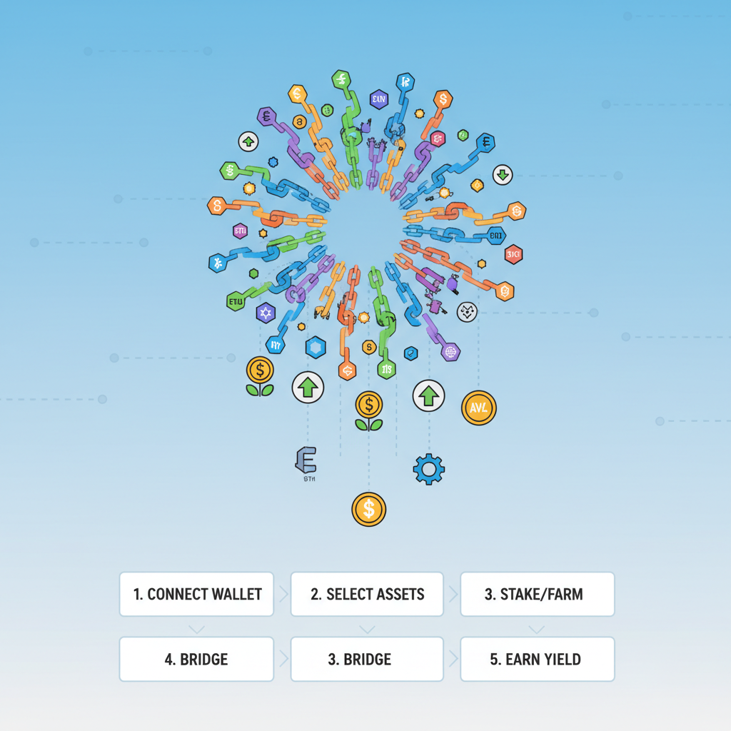 explosive multi-chain transaction fireworks with yield tokens raining down